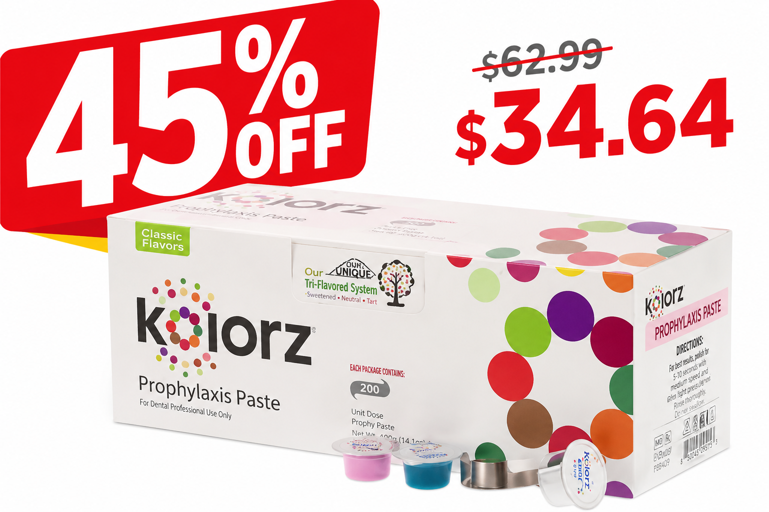 Kolorz Prophylaxis Paste – 200 Cups (Bubblegum)
