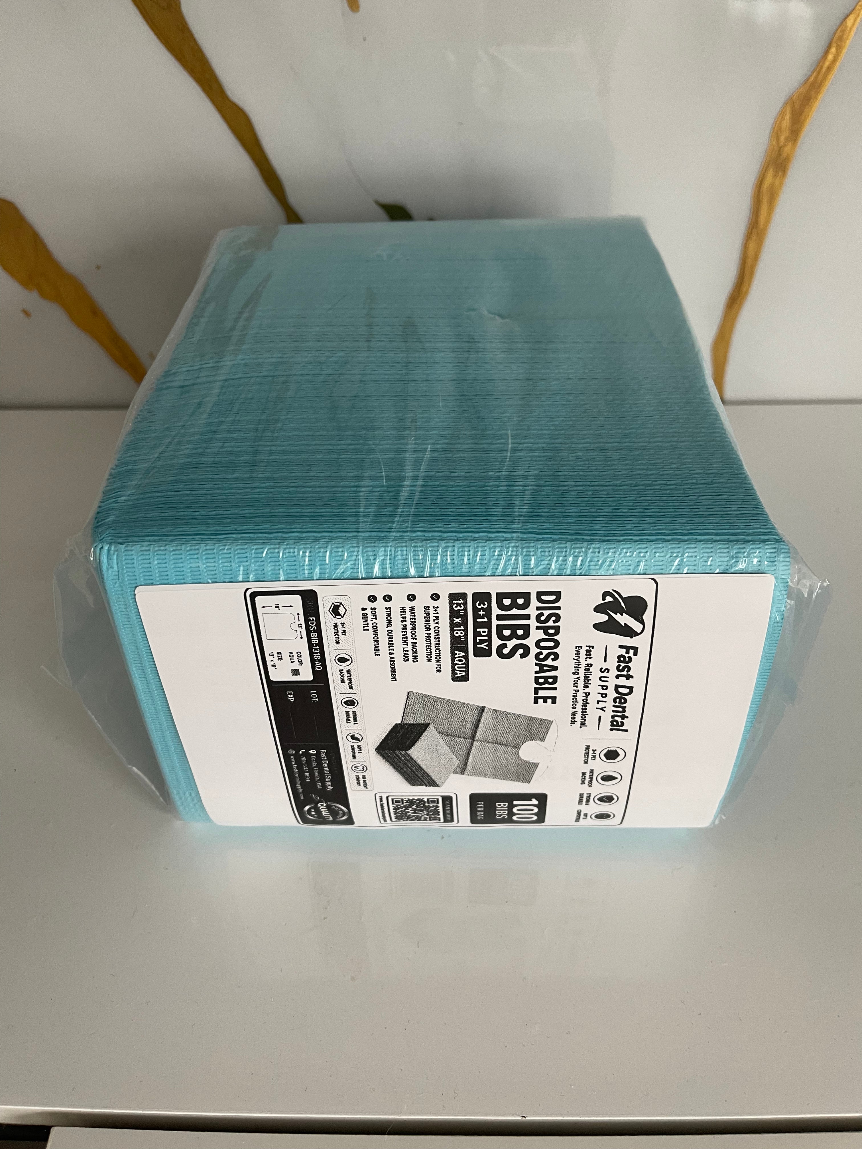3 Layered Patient Bibs 13"x18" Case of 400 (4 Packs x 100 Bibs))