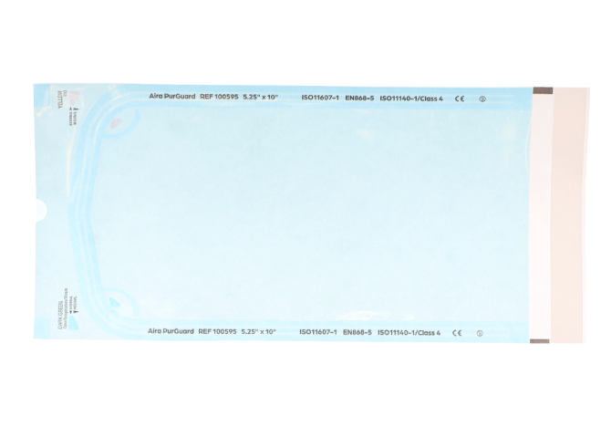 Sterilization Pouch, Blue Film, 5.25" x 10". (500/PK)