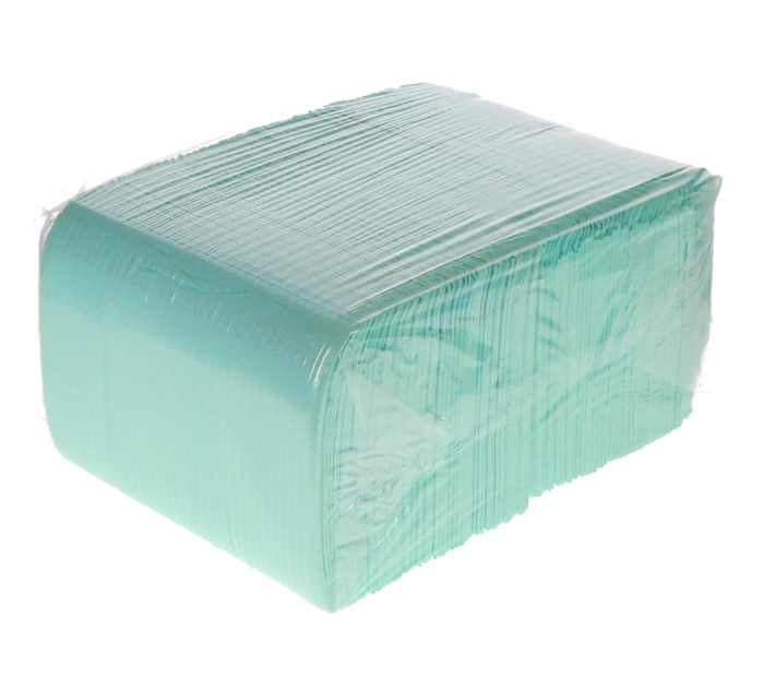 Disposable Dental Bibs, 3+1 Ply, 13” x 18”, Aqua – Case of 500 (4 Packs x 125 Bibs)