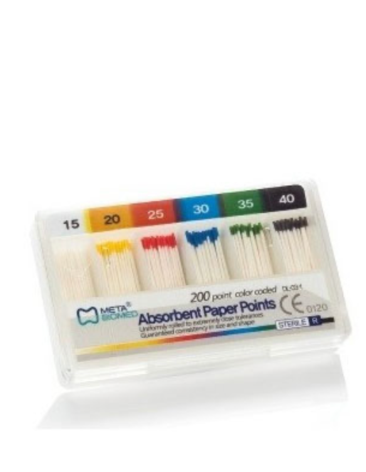 Meta Absorbent Paper Points – Assorted #45–80, Color Coded, Sterile