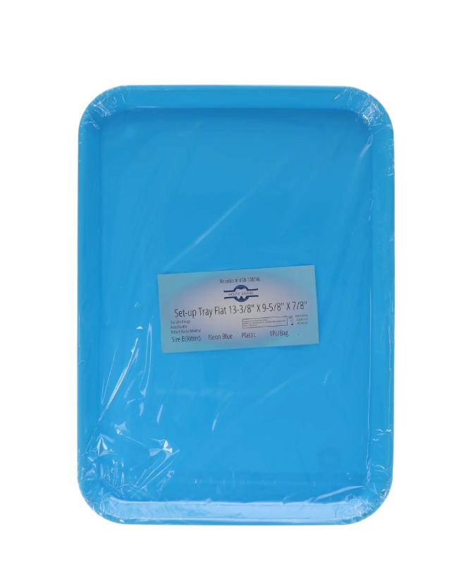 Plastic Flat Trays, Neon Blue – Dental Tray (1 Pack)