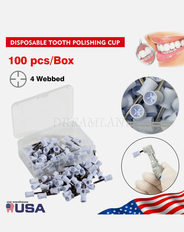 Dental Prophy Polishing Cup For Contra Angle Handpiece Latch (100pc)
